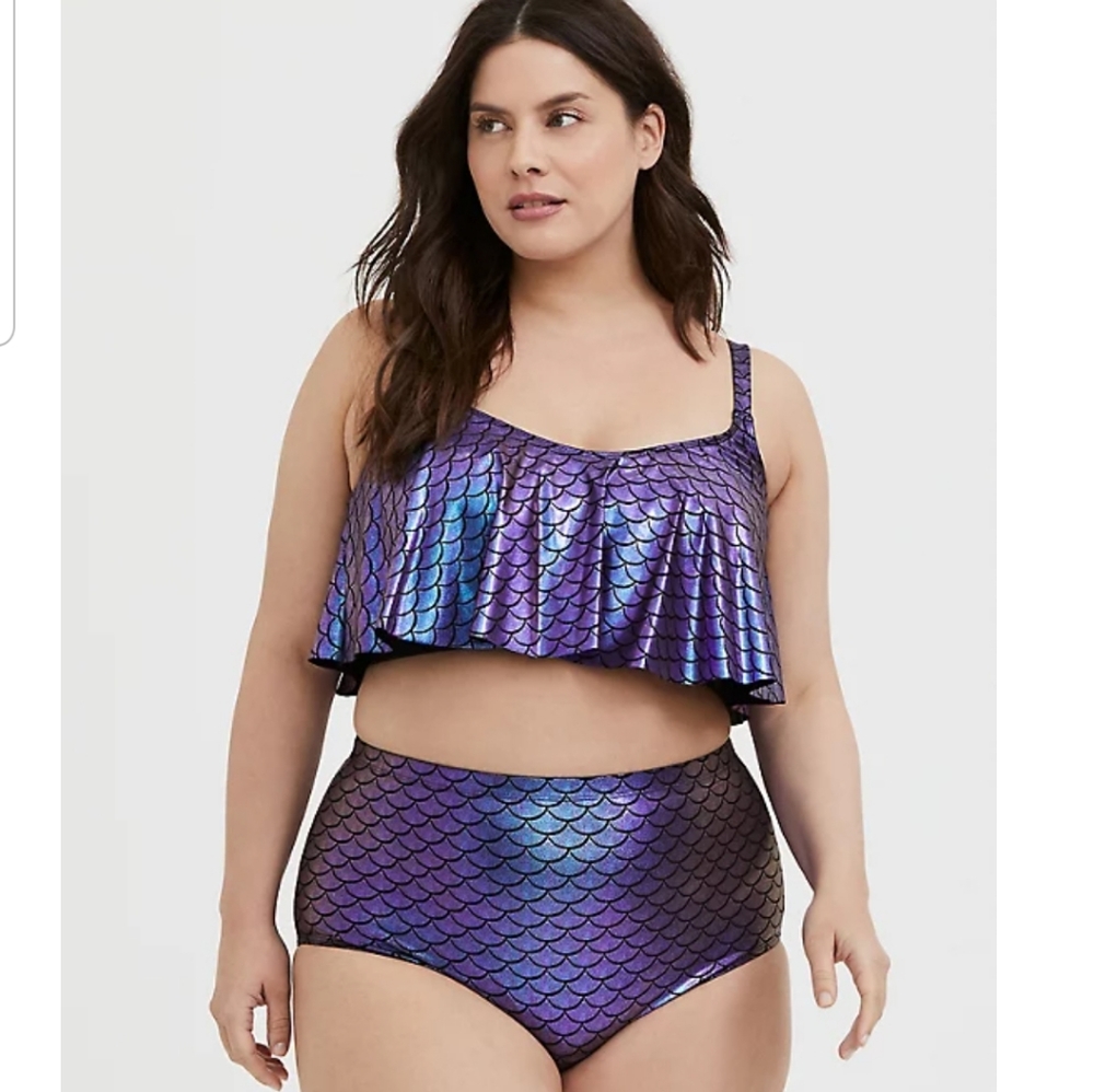 Purple Iridescent Mermaid Flounce Bikini Top